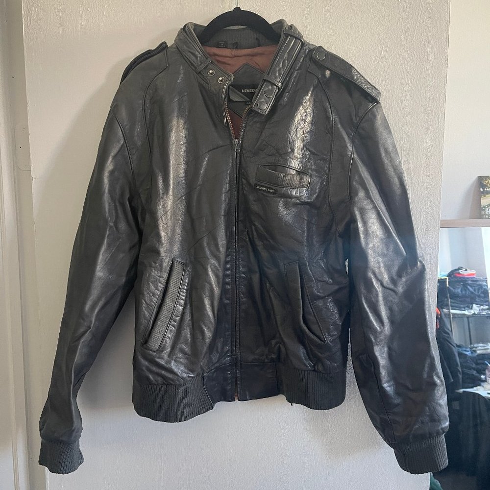 Members Only Vintage Leather Jacket - Gray - Men's Size 44